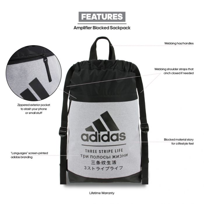 Adidas amplifier blocked drawstring backpack on sale