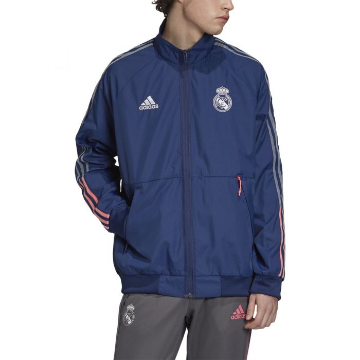 Men's adidas Blue Real Madrid AEROREADY Full-Zip Hoodie Windbreaker Jacket